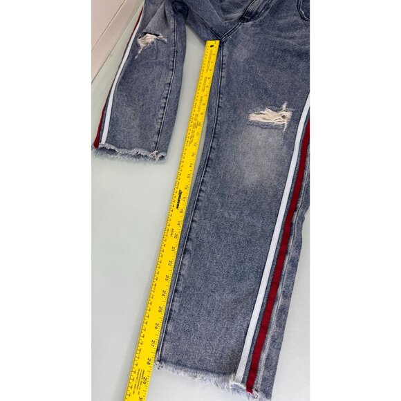 One Teaspoon Ankle Jeans Womens 29X28 High Waist Baggy Distressed Striped - Picture 12 of 13